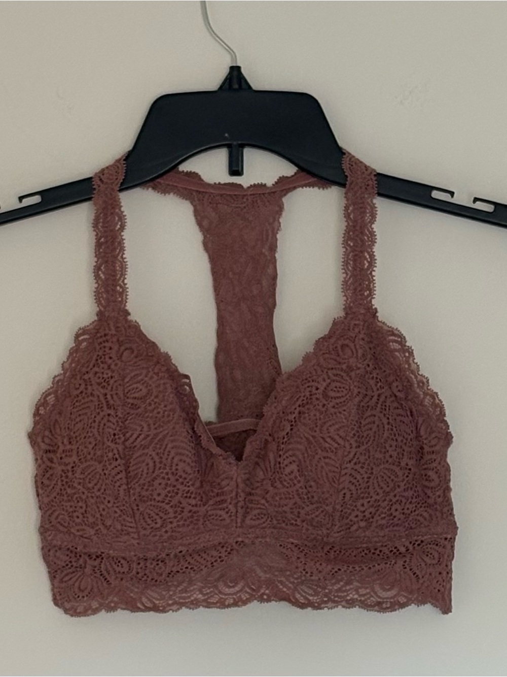 Auden Floral Lace Wireless Racerback Bralette - Dusty Mauve / Burgundy Mist